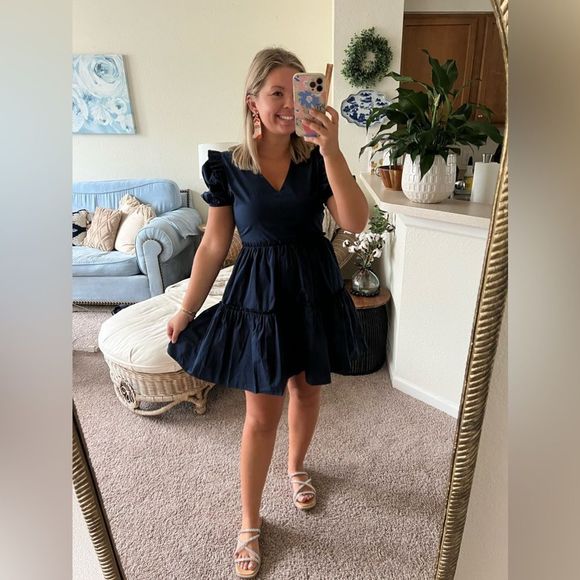 Collegiate Navy Poplin Mini Dress - Picture 2 of 6